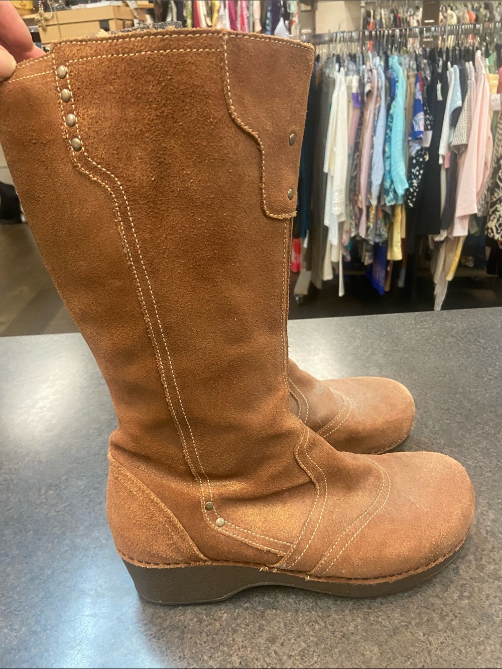 Dansko Brown Suede Tall Winter Boots - Picture 2 of 6